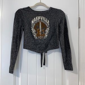 Altr’d State Sparkly Gray Nashville Tie Top. Size M. Fall 2022.
